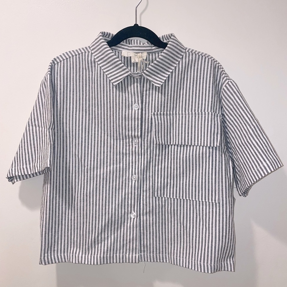 Girls Jessica Simpson Boxy Crop Poplin Button Up Shirt
